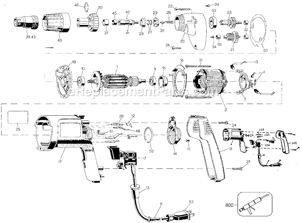 Page A Diagram and Parts List for 2059 Type 100 Black and Decker Electric Drill